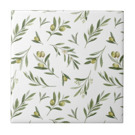 Sage Green Watercolor Olives Fliese