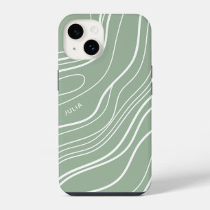 Sage Green Wave Moderne Personalisierte iPhone 14 Hülle