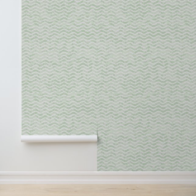 Sage Green Wavy Design Tapete (Anwendung)