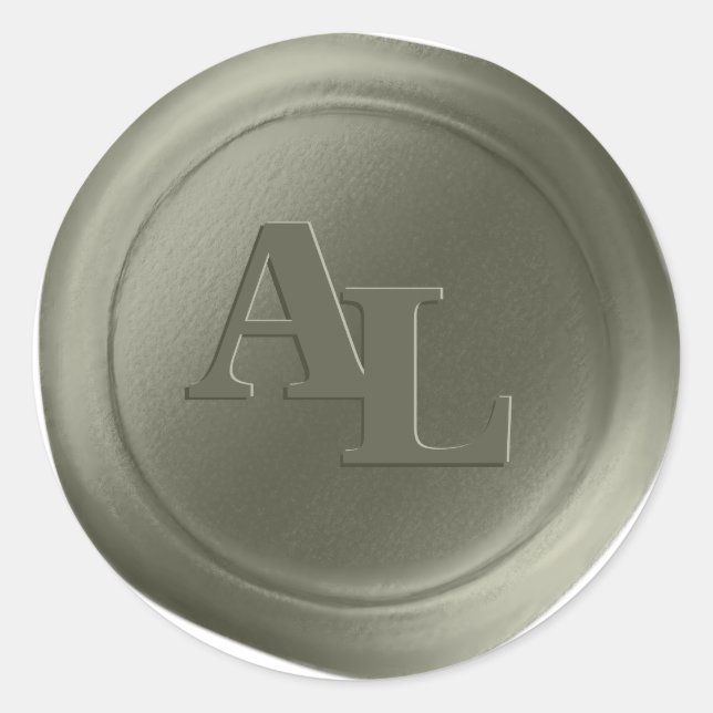 Sage Green Wax Siegel Monogram Wedding Stickers (Vorderseite)
