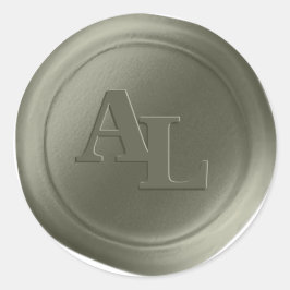 Sage Green Wax Siegel Monogram Wedding Stickers