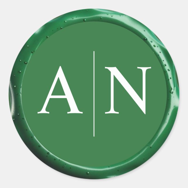 Sage Green Wax Siegel Wedding Monogram Sticker (Vorderseite)