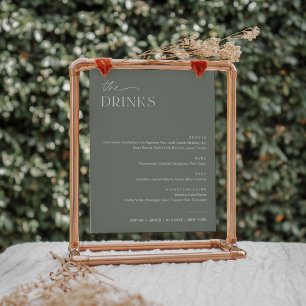 SAGE Green Wedding Bar Drink Menü Signierung Poster