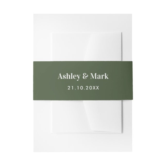Sage Green Wedding Bride Groom Einladungsbanderole (Vorderseite Beispiel)