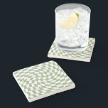 Sage Green Wedding Collection Karo überprüft Steinuntersetzer<br><div class="desc">Moderne bohemian Sage Green Farbe Thema Braut-Hochzeitsfeier Produkte. Die trendigen Karos aus dem Retro-Stil sind in einem eleganten und schicken Sage Green und Weiß mit Tellern aus karierten Karton-Papieren gestaltet.</div>
