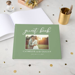 Sage Green Wedding Couple Foto Gästebuch