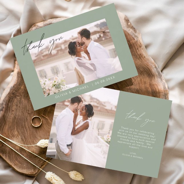 Sage Green Wedding Danke Foto Minimalistisch (Von Creator hochgeladen)