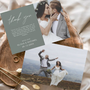 Sage Green Wedding Dankeschön Foto Wedding Card