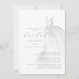 Sage Green Wedding Dress Couples Brautparty Einladung