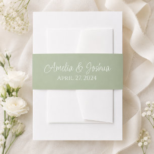Sage Green Wedding Einladung Bauchband Einladungsbanderole