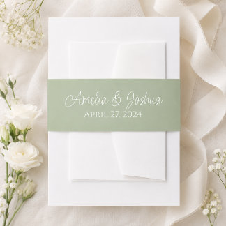 Sage Green Wedding Einladung Bauchband Einladungsbanderole
