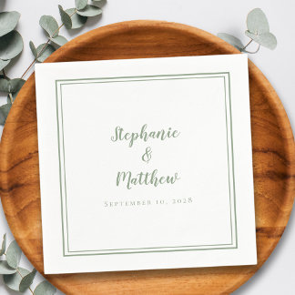 Sage Green Wedding Elegante Einfache Moderne Empfa Serviette