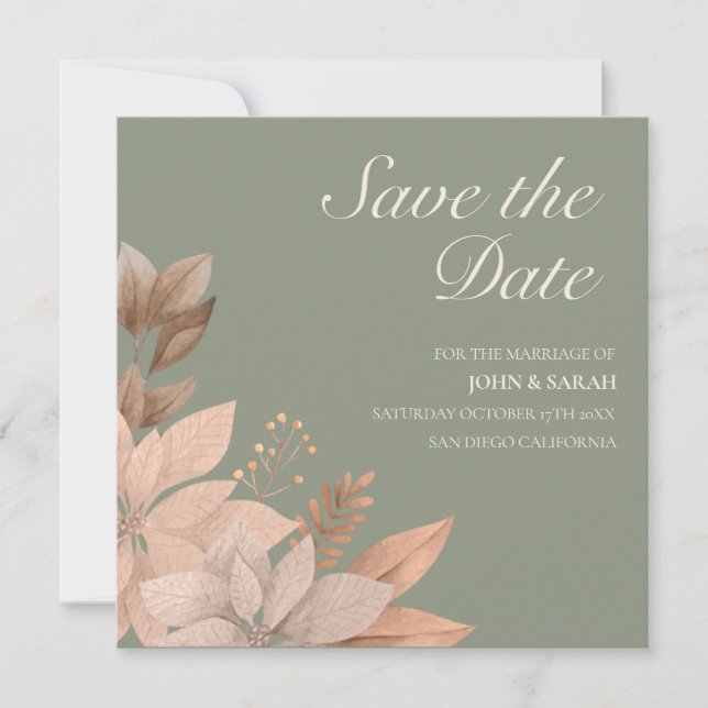 Sage Green Wedding Enregistrer la date Invitation (Devant)