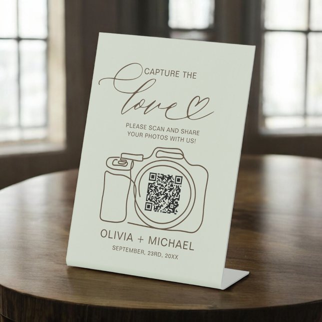 Sage Green Wedding fängt den QR-Code der Liebe ein Sockelschild (Von Creator hochgeladen)