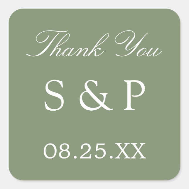 Sage Green Wedding Favoriser Merci Sticker (Devant)