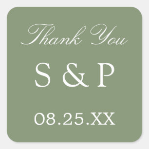 Sage Green Wedding Favoriser Merci Sticker
