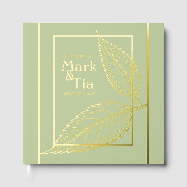 Sage Green Wedding Foil Gästebuch (Vorderseite)