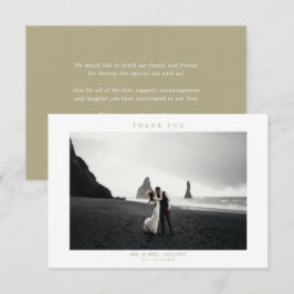 Sage Green Wedding Foto Danke Karte