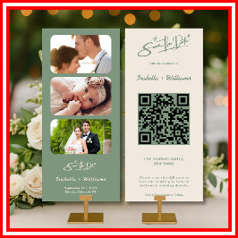 Sage Green Wedding Foto QR-Code Save the Date