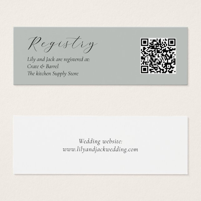 Sage Green Wedding Gift Registry QR (Devant & derrière)