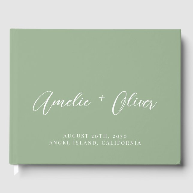 Sage Green Wedding Guest Book Gästebuch (Vorderseite)