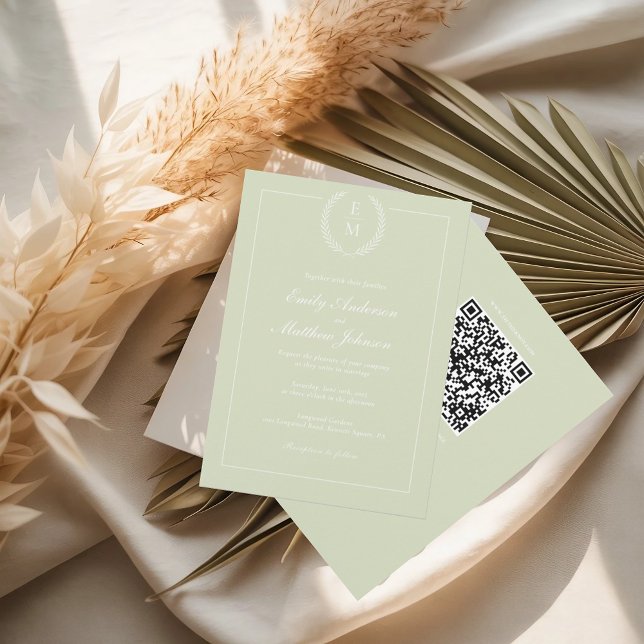 Sage Green Wedding Invasion QR Code Einladung (Von Creator hochgeladen)