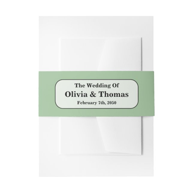 Sage Green Wedding Invitation Belly Band (Vorderseite Beispiel)
