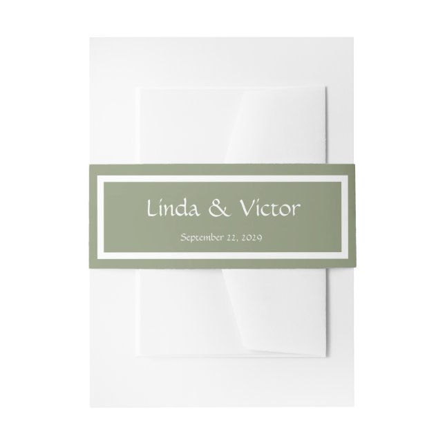 Sage Green wedding invitation belly band (Vorderseite Beispiel)