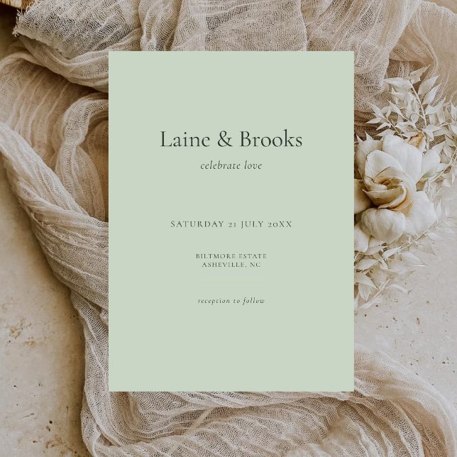 Sage Green Wedding Invitation | Minimal Typography (Créateur téléchargé)