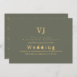 Sage Green Wedding Invitations Gold Enk Tywriter