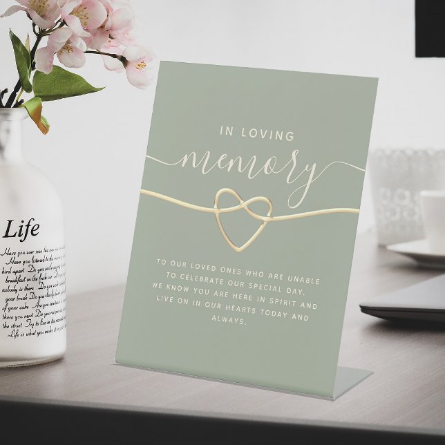 Sage Green Wedding Memorial Sign with Gold Heart Sockelschild (Von Creator hochgeladen)