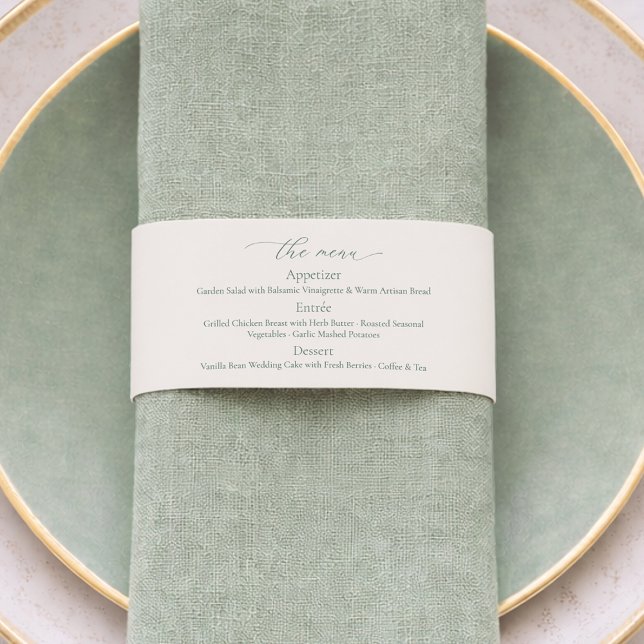 Sage Green Wedding Menu Einladungsbanderole (Von Creator hochgeladen)