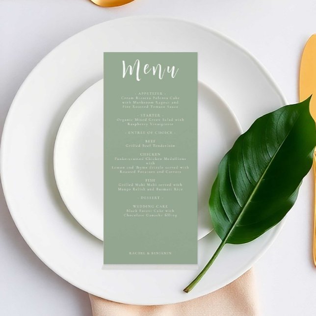 Sage Green Wedding Menü Elegante Boho Einfach Menükarte (Von Creator hochgeladen)