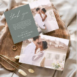 Sage Green Wedding Minimalistisch Dankeschön Karte<br><div class="desc">Budget Hochzeit Dankeschön Karten,  die ein Foto auf der Vorder- und Rückseite haben. Die Dankeschön-Karten enthalten eine moderne,  handgeschriebene,  kursive Schriftzeichen-Typografie,  die elegant,  einfach und modern nach Ihrer Hochzeitsfeier zu benutzen sind.</div>