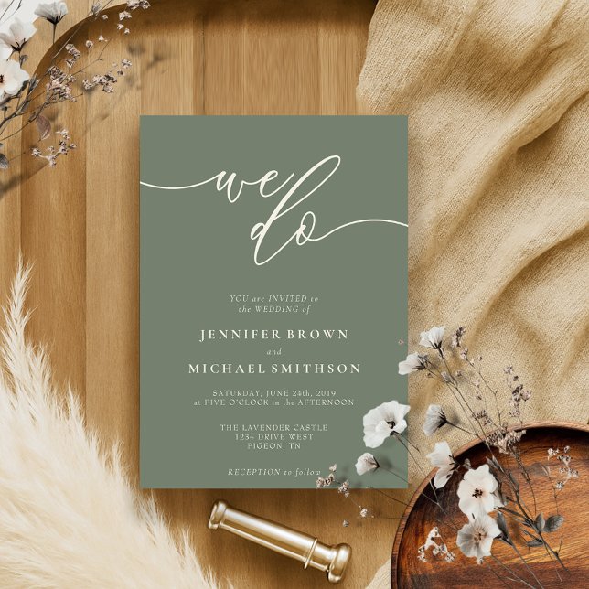 Sage Green Wedding Modern Handwriting Wir machen S Einladung (Von Creator hochgeladen)