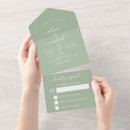 Sage Green Wedding Modern Typografy UAWG All In One Einladung