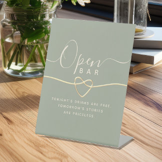 Sage Green Wedding Open Bar Sockelschild
