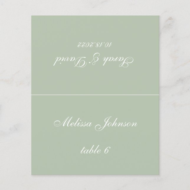 Sage Green Wedding Platzkarte - Gast Name (Vorderseite)