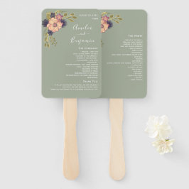 Sage Green Wedding Program Hand Fan Fächer