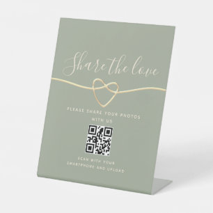 Sage Green Wedding QR Code Pedestal Sign Sockelschild