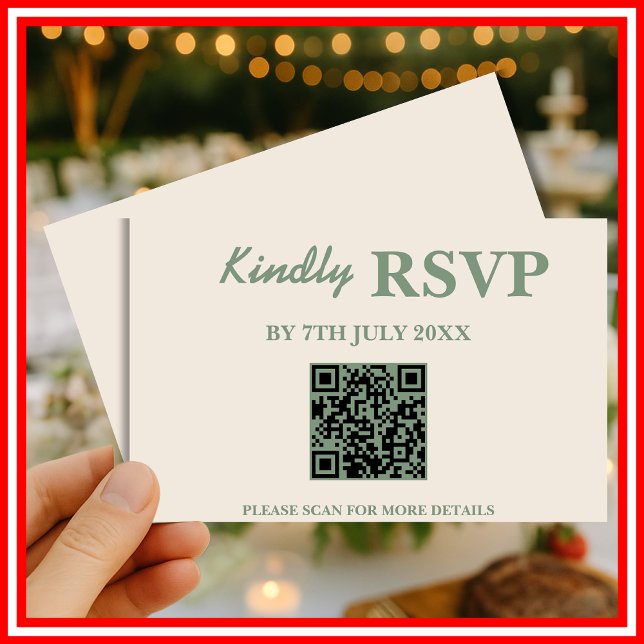 Sage Green Wedding QR Code UAWG RSVP Karte (Von Creator hochgeladen)