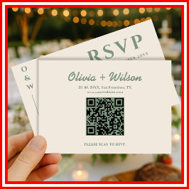 Sage Green Wedding QR Code UAWG RSVP Karte