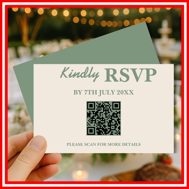 Sage Green Wedding QR Code UAWG RSVP Karte (Von Creator hochgeladen)