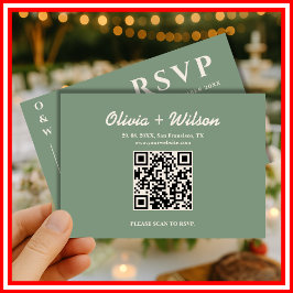 Sage Green Wedding QR Code UAWG RSVP Karte