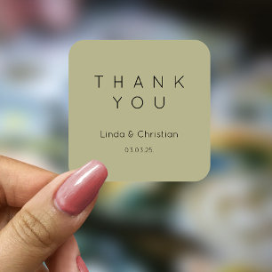 Sage Green Wedding Quadratischer Aufkleber