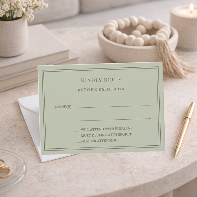 Sage green wedding response RSVP Mitteilungskarte (Von Creator hochgeladen)