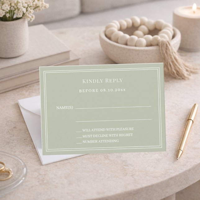 Sage green wedding response RSVP Mitteilungskarte (Von Creator hochgeladen)
