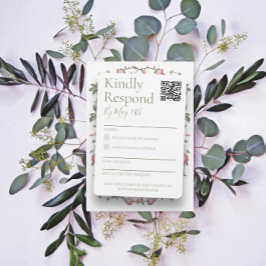 Sage Green Wedding RSVP QR Code Antwortkarte Feiertagskarte