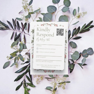 Sage Green Wedding RSVP QR Code Antwortkarte Feiertagskarte