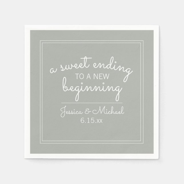 Sage Green Wedding Sweet beenden Neubeginn Serviette (Vorderseite)